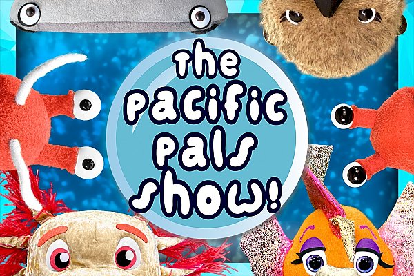 The Pacific Pals Show title card with puppets surrounding the edges