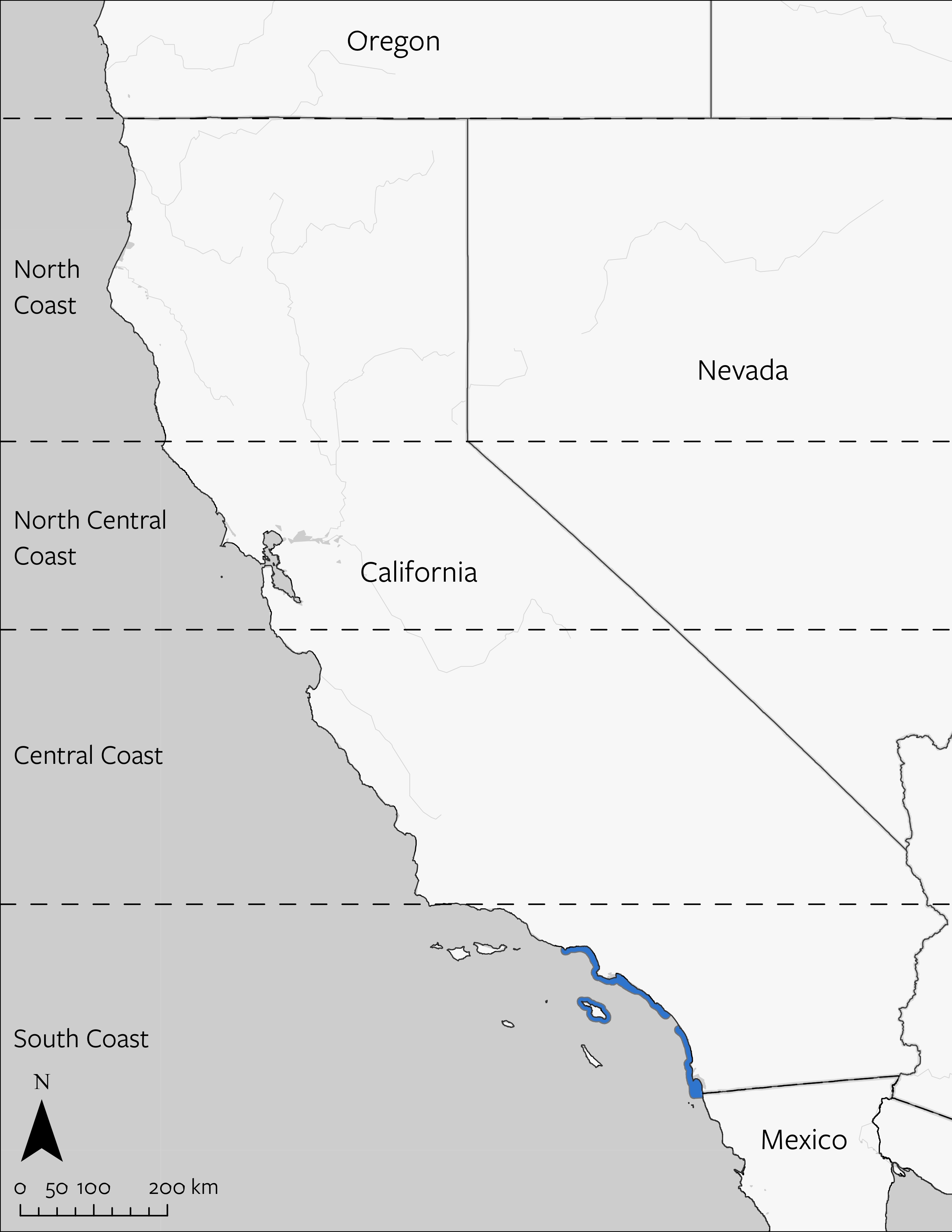 Green Sea Turtle's geographic range in California